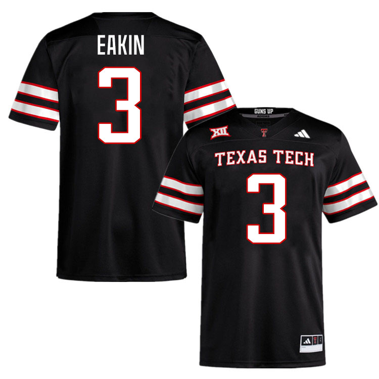 #3 Coy Eakin Texas Tech Red Raiders Jerseys College Football Uniforms Stitched-Black #3 Coy Eakin Texas Tech Red Raiders Jerseys College Football Uniforms Stitched-Black